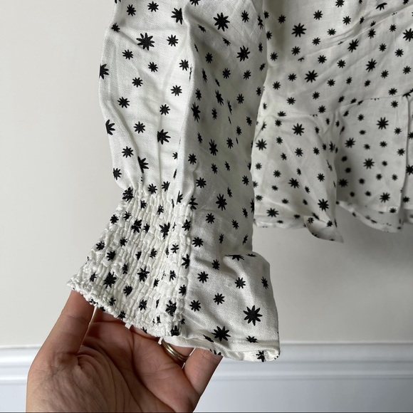 Rixo white stars sameera linen blend starry button down blouse size large - Picture 5 of 10